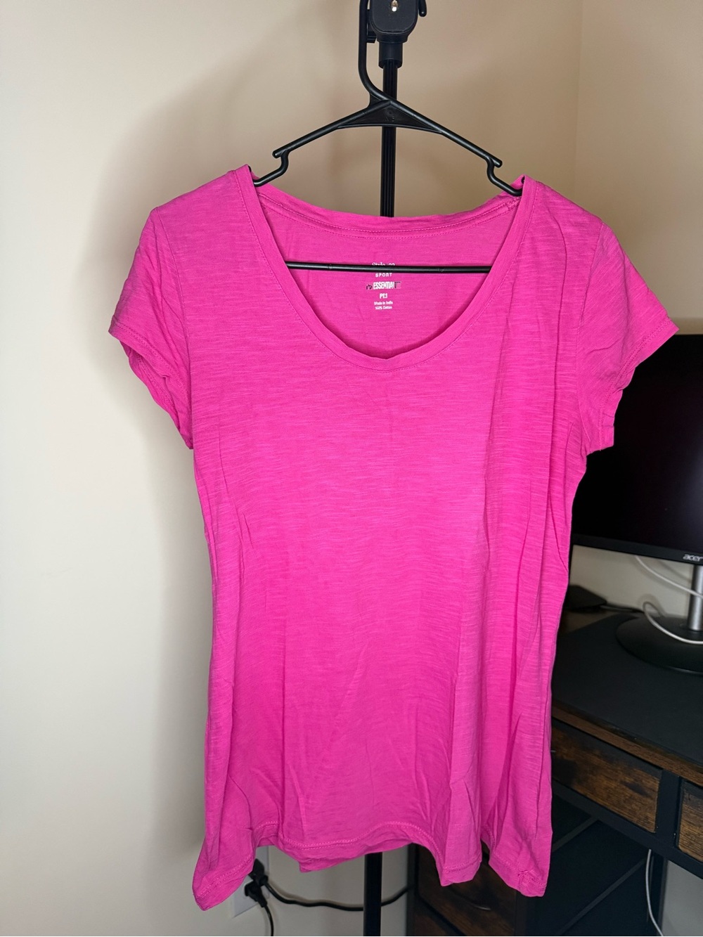 Style & Co. Short Sleeve Crew Neck Tee - Hot Pink
